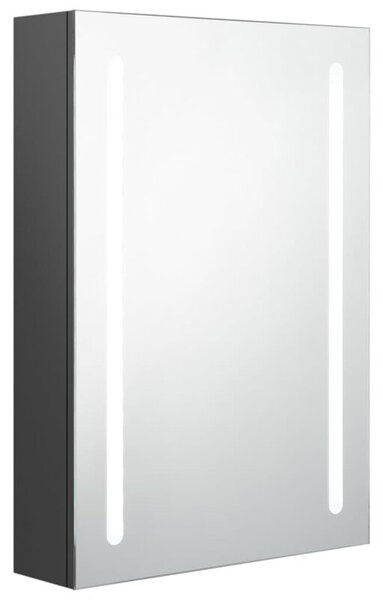 Szafka łazienkowa z lustrem i LED, szara, 50x13x70 cm