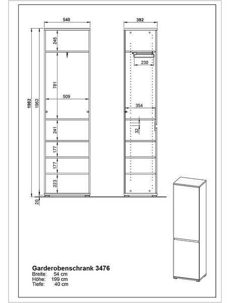 Szafa w dekorze buku 54x200 cm Lissabon – Germania