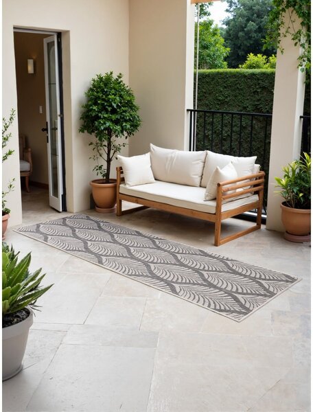 Chodnik odpowiedni na zewnątrz w szaro-śmietankowym kolorze 80x250 cm Duet Liora – NORTHRUGS
