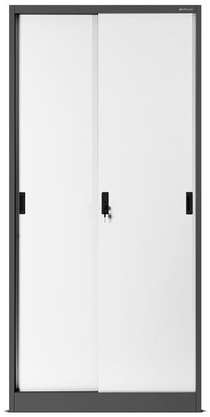 Przesuwna szafa biurowa Kuba 90x40x185 cm antracyt/biały