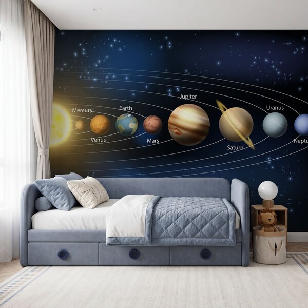 Fototapeta Układ Słoneczny z planetami i gwiazdami, Fototapety Kosmos, Popularne Fototapety, w00002 - Tapeko.pl