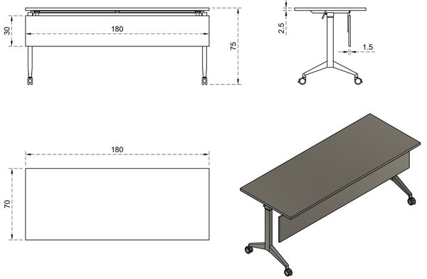 Biurko pracownicze z panelem maskującym Yumi S 180x70 cm beżowy/biały