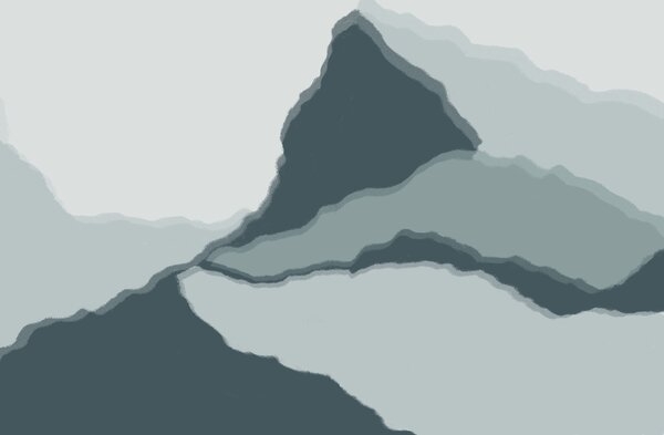Fototapeta Abstrakcyjny pejzaż górski w chłodnej kolorystyce, Fototapety Abstrakcja, Popularne Fototapety, w03791 - Tapeko.pl
