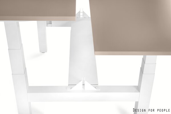 Podwójne biurko do pracy z regulacją wysokości Fighter Double Desk beżowy/biały