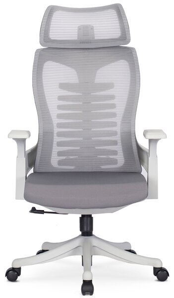 Ergonomiczny fotel biurowy z oparciem z siatki Caret 2 szary