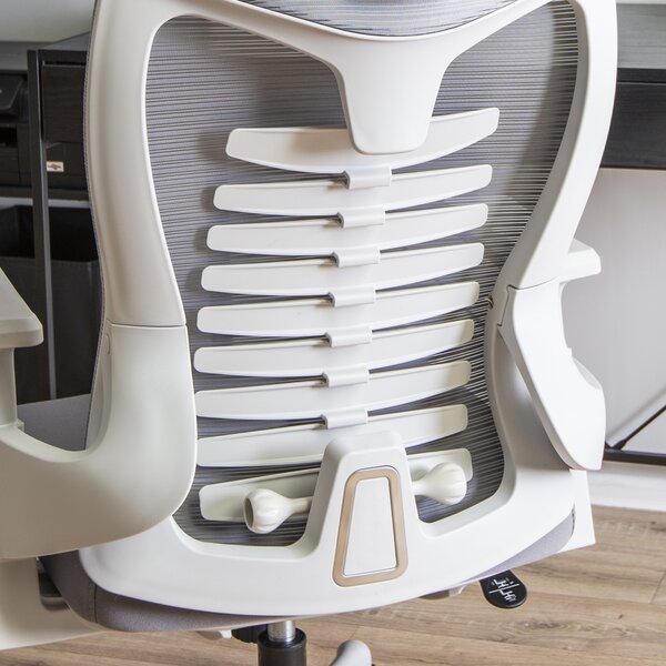 Ergonomiczny fotel biurowy z oparciem z siatki Caret 2 szary