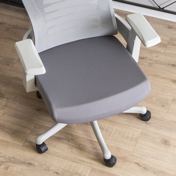 Ergonomiczny fotel biurowy z oparciem z siatki Caret 2 szary