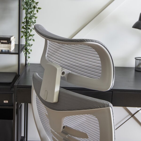 Ergonomiczny fotel biurowy z oparciem z siatki Caret 2 szary