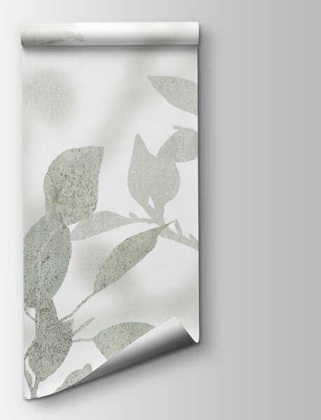Fototapeta Białe i szare tło z liśćmi i pociągnięciami pędzla, Fototapety Natura, Popularne Fototapety, w03911v1 - Tapeko.pl