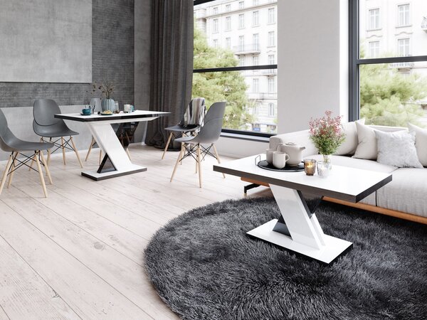 Nowoczesna ława do salonu Dixon 100x60 biały/czarny połysk