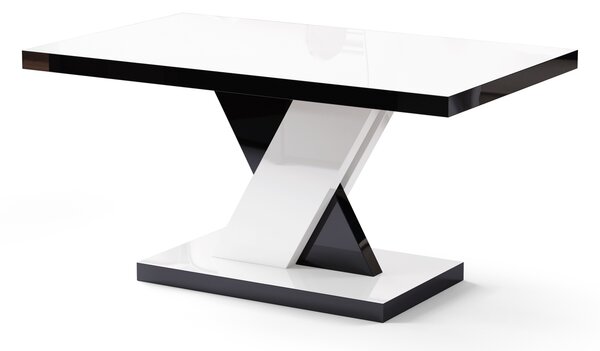 Nowoczesna ława do salonu Dixon 120x60 biały/czarny połysk