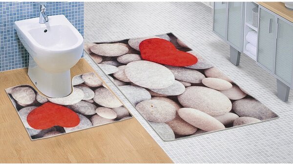 Dywanik łazienkowy Jasne kamienie 3D, 60 x 100 + 60 x 50 cm