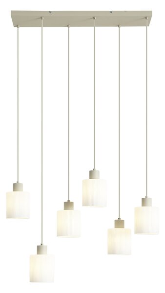 Skandynawska lampa wisząca beżowa z białym szkłem 6-punktowa - Wisp