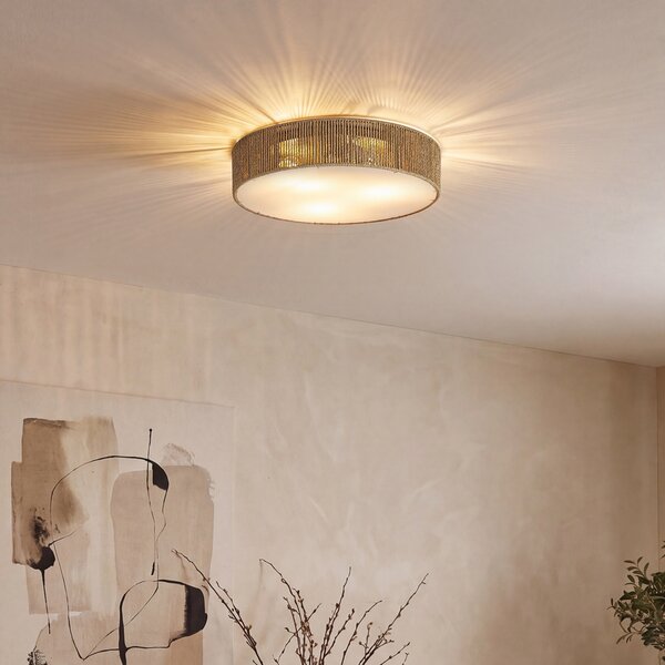 Lampa sufitowa Japandi naturalna z abażurem 46 cm 3-źródła światła - Luz