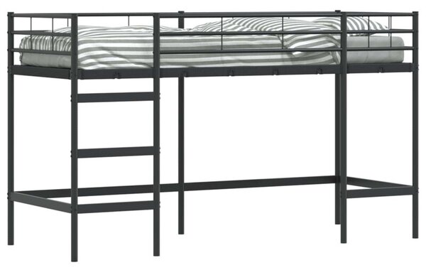 Łóżko piętrowe dla dzieci czarny 99,5 x 190 cm stal