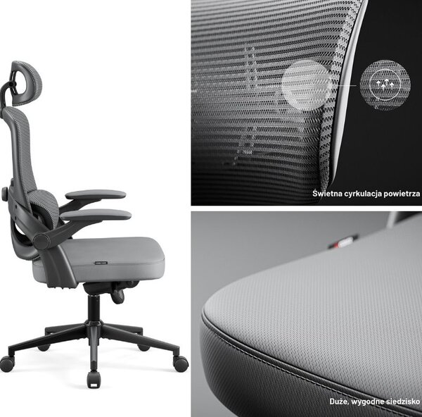 Ergonomiczny fotel do pracy w biurze Diablo V-Light szary