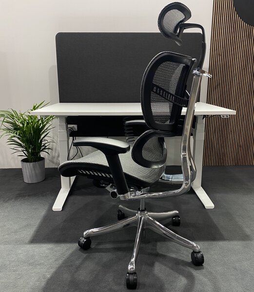 Fotel ergonomiczny z siatki ErgoFly Fly, zgodny z normą BHP