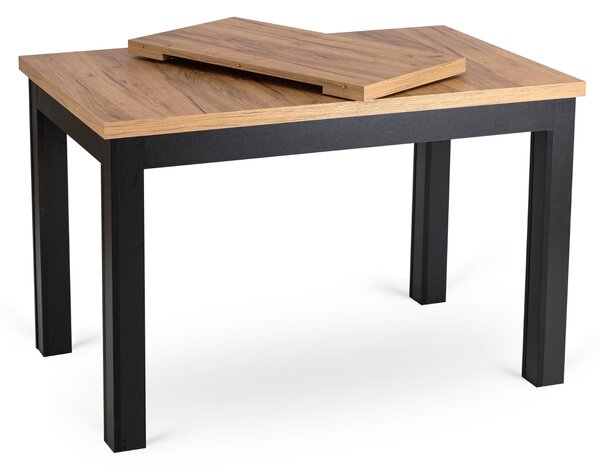Loftowy stół rozkładany Skubi 120-160 cm, dąb craft/czarny