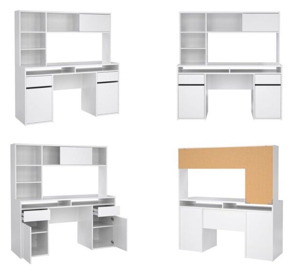 Biurko w połysku z nadstawką Function Plus 149 cm biały