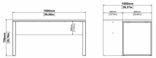 Biurko z przedłużeniem Sign 150 jackson hickory/biały mat
