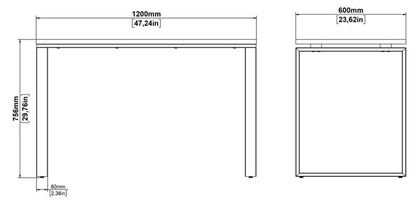 Biurko loft na płozach Sign 120 jackson hickory/biały mat