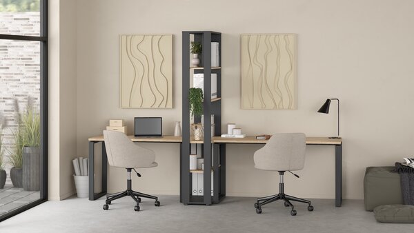 Biurko loft na płozach Sign 150 jackson hickory/szary mat
