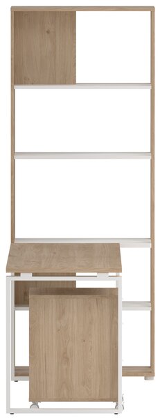 Biurko z regałem i kontenerkiem Sign jackson hickory/biały mat