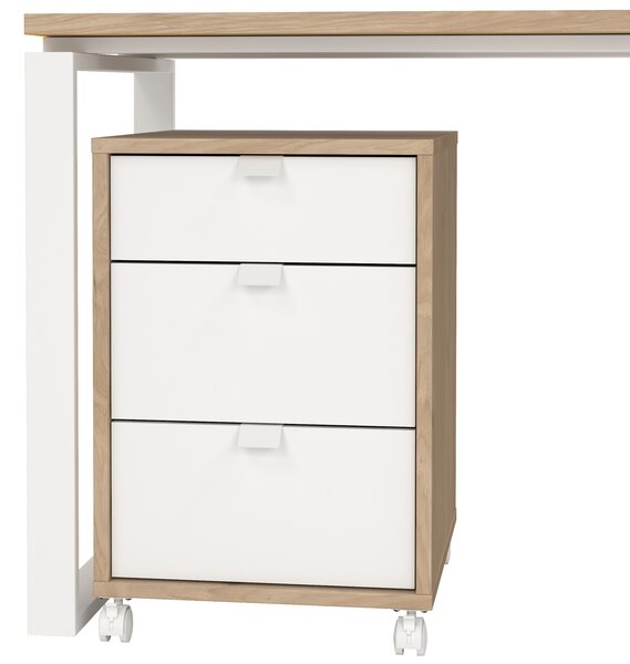 Biurko z regałem i kontenerkiem Sign jackson hickory/biały mat
