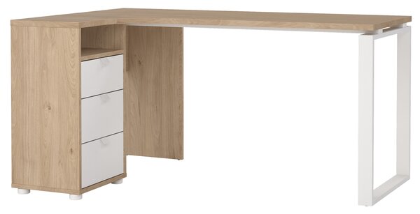 Biurko narożne z kontenerkiem Sign biały mat/jackson hickory