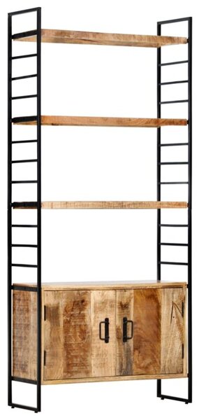 Regał na książki, 4 poziomy, 80x30x180 cm, surowe drewno mango