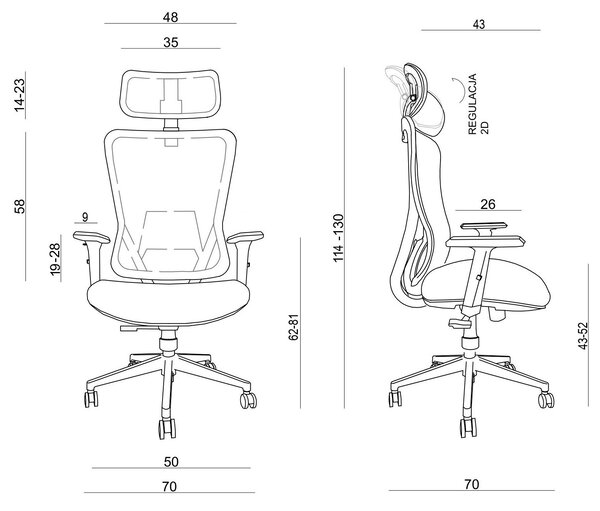 Ergonomiczny fotel biurowy Dart, zgodny z normą BHP