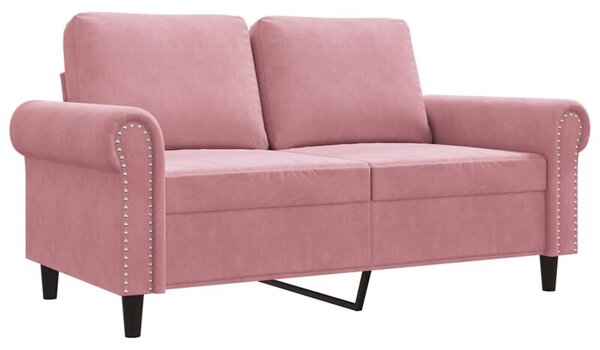 Sofa 2-osobowa, rÃ³Å¼owy, 120 cm, tapicerowana aksamitem