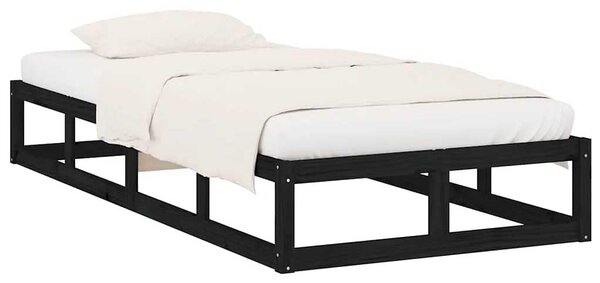 Czarne jednoosobowe łóżko z drewna 90x200 - Kaori 3X