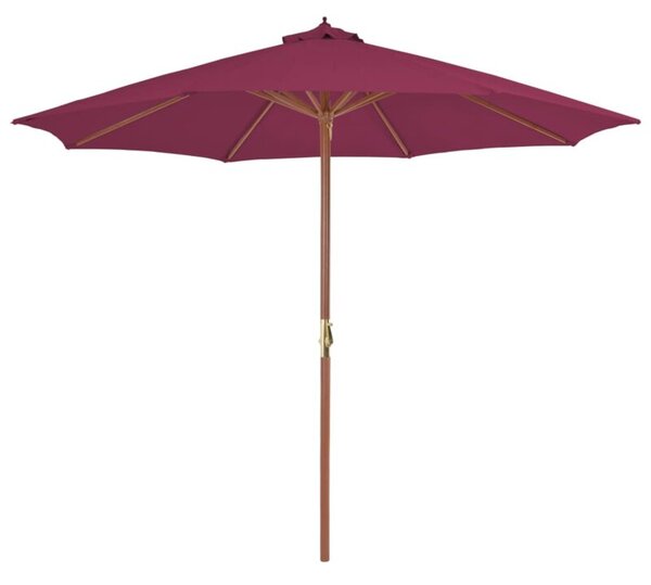 Parasol ogrodowy na drewnianym słupku, 300 cm, bordowy