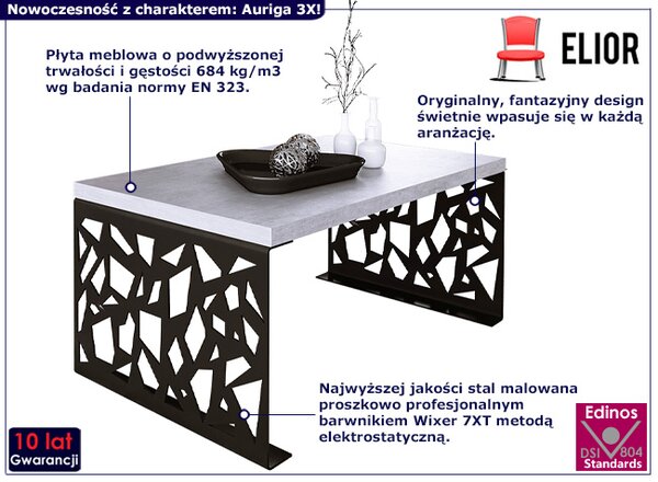 Nowoczesny stolik kawowy czarny + beton B1-L35