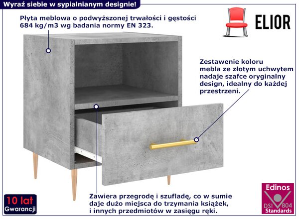 Szafka nocna z szufladą beton K3-B90