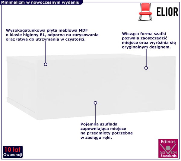 Biała wisząca szafka nocna z szufladą Z8-G09