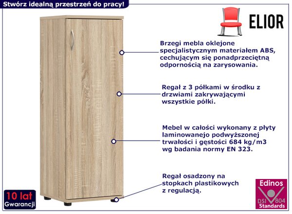 Minimalistyczny regał biurowy dąb sonoma R1-Z23