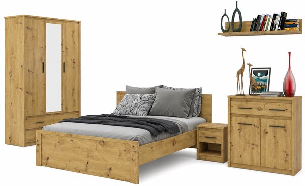 Komplet Mebli Młodzieżowych Do Sypialni Z Łóżkiem 6 Elementów Dąb Artisan R0-P73