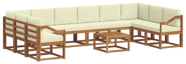 Zestaw sof ogrodowych z litego drewna akacjowego, modułowy, nowoczesny design, naturalne kolory