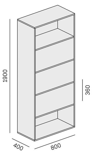 Regał biurowy wysoki LAYERS, 3 schowki, 800 x 400 x 1905, biały