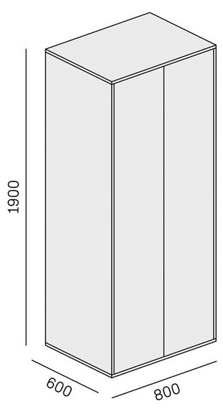 Szafa ubraniowa biurowa LAYERS, drążek do szafy, 800 x 600 x 1905 mm, dąb naturalny / dąb bejcowany