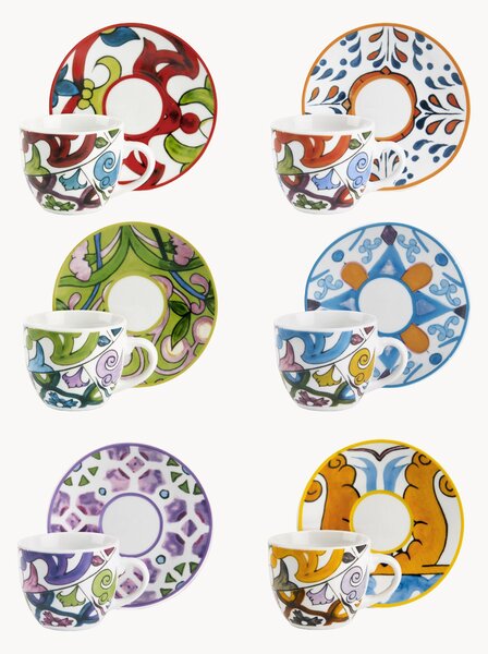 Komplet filiżanek ze spodkami z porcelany Lisbona, 12 elem