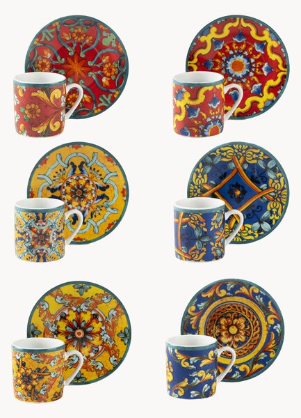 Komplet filiżanek ze spodkiem z porcelany Trinacria, 12 elem