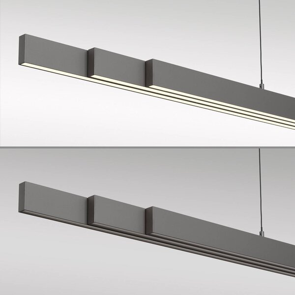 Paul Neuhaus Lampa wisząca Adriana Comfort Lift, możliwość ściemniania, aluminiowy / szary / cynkowy, salon / jadalnia, aluminium, nowoczesny