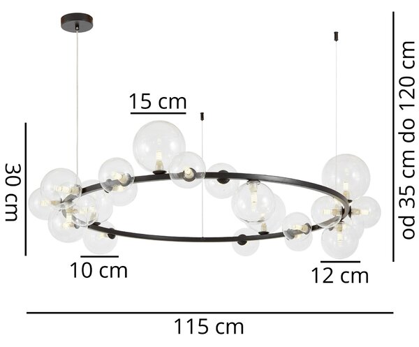 NOWOCZESNA LAMPA WISZĄCA CZARNA MERIDO W24