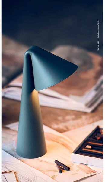 FRANDSEN Lampa stołowa Ami, możliwość ściemniania, zielony, salon / jadalnia, metal, nowoczesny
