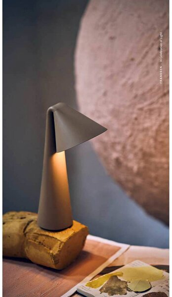 FRANDSEN Lampa stołowa Ami, możliwość ściemniania, kremowy / amber, salon / jadalnia, metal, nowoczesny