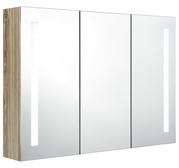 Szafka łazienkowa z lustrem i LED, 89 x 14 x 62 cm, kolor dębu
