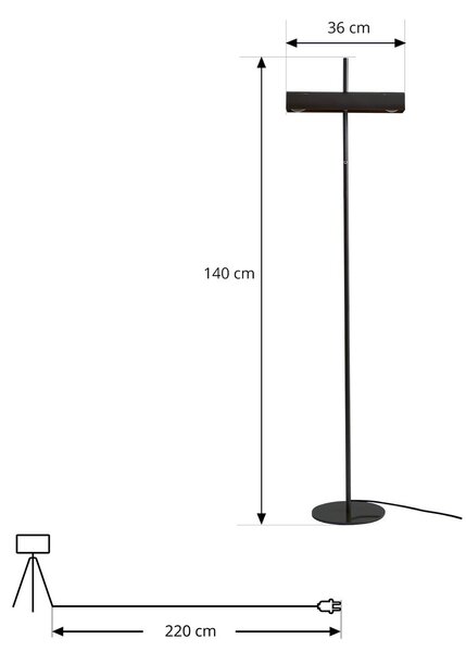 Lucande Lampa stojąca Nysira, czarny, salon / jadalnia, metal, nowoczesny